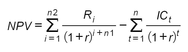 The model for calculating the net present value will take the following form